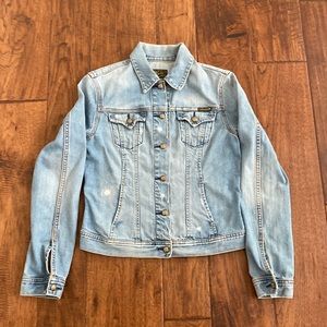 Lucky Brand Light Wash Distressed Denim Jacket, M
